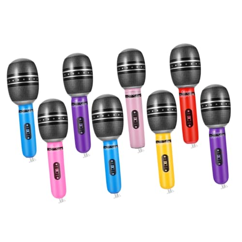 FUNNETOYU 8 Stück Simulationsmikrofon klein Karaoke Aufblasbares mikrofon für Party vorgeben gefälscht Mikrofon-Modellierungs-Requisite so tun, als würdest du Mikrofon PVC von FUNNETOYU