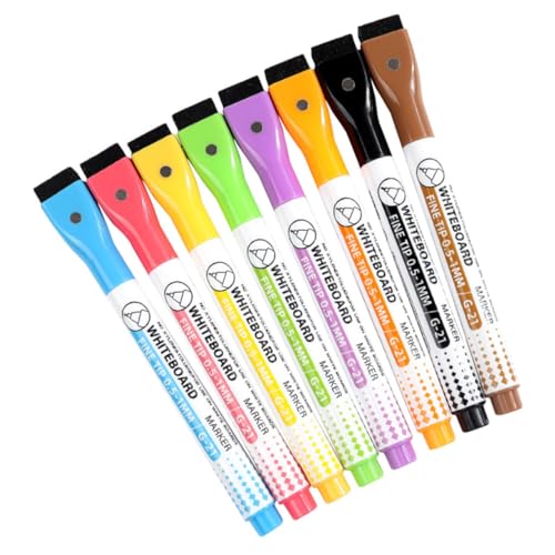 FUNNETOYU 8 Stück Teiliges Magnetisches Whiteboard Marker Abwischbare Wasserbasierte Stifte für Schule Büro Zuhause Leuchtende Farben Sichere Vielseitig Einsetzbar Kunststoff Langlebig und von FUNNETOYU