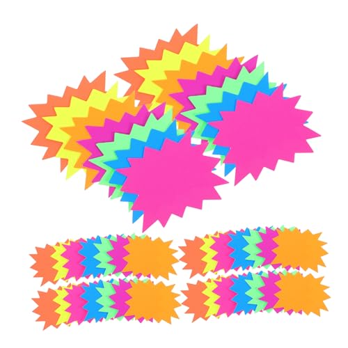 FUNNETOYU 80 Stück Fluoreszierende Preisschilder Neon Sternform Blanko Verkaufsetiketten für Einzelhandel Supermarkt Garage Klare Sichtbarkeit und Vielseitige Nutzung von FUNNETOYU