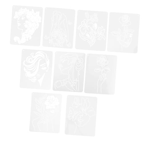 FUNNETOYU 9 Blätter Blumencharaktervorlage Blumen- Kunst Schablonen Wandschablonen zum Bemalen Zeichnung Malschablonen Vorlagen für Blumenmalerei Malvorlage Schablone malen das Haustier von FUNNETOYU