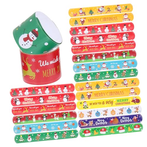 FUNNETOYU 96Stücke Weihnachts Armbänder Slap Armbänder mit Festlichem Design Weihnachtsgeschenke für Erwachsene für Partys und Feierlichkeiten Große Auswahl für Festliche von FUNNETOYU