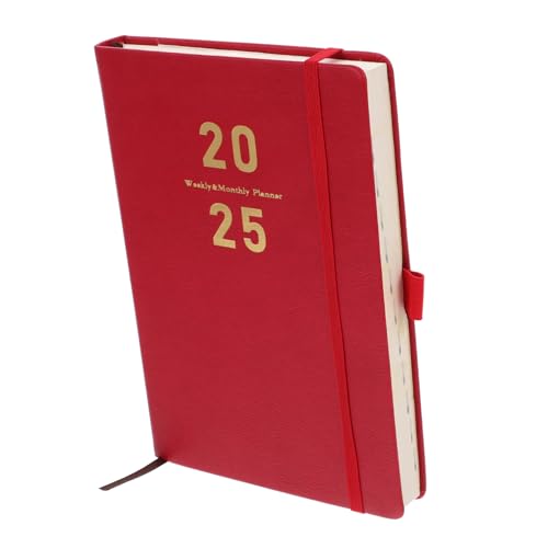 FUNNETOYU Agenda-buch Zeitplan-notizbuch Projektplaner Agenda Notebook Tagebuch Agendaplaner 2025 Student Akademisch Notizblöcke Zu Machen Planungsbuch Büroplan-notizblock Studie Rot Papier von FUNNETOYU