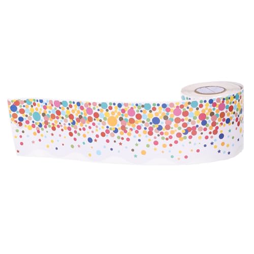 FUNNETOYU Bunte Randpapier Aufkleber Selbstklebende Bordüren für Pinnwände Tische und für Klassenzimmer Partys und Bastelprojekte Einfach Zuschneidbar Kreative Dekoration von FUNNETOYU