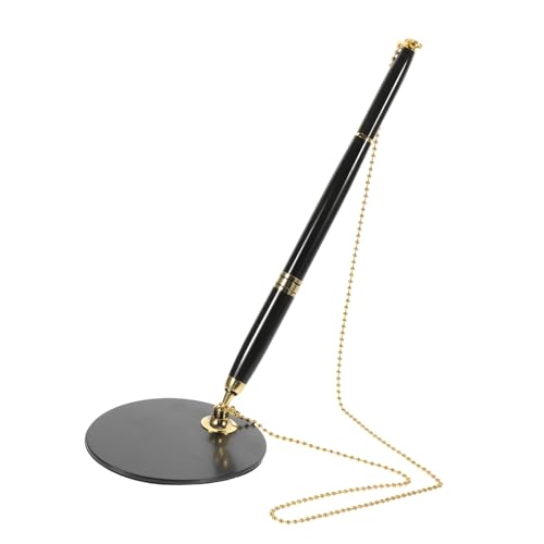 FUNNETOYU Business Kugelschreiber mit Kette Tischbefestigter Signierstift aus Ergonomisch Schnelltrocknende Blaue Langlebig für Büro Bank und Hotelgebrauch von FUNNETOYU
