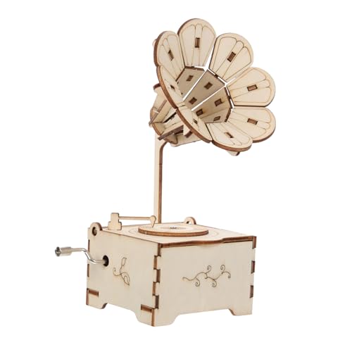 FUNNETOYU Diy Holz Phonograph Spieluhr Handbetrieben Junge Mädchen Montage Spielzeug Für Schreibtisch Dekoration FUNNETOYU Diy Holz Phonograph Spieluhr Handbetrieben Junge Mädchen Montage Spielzeug Für Schreibtisch Dekoration von FUNNETOYU