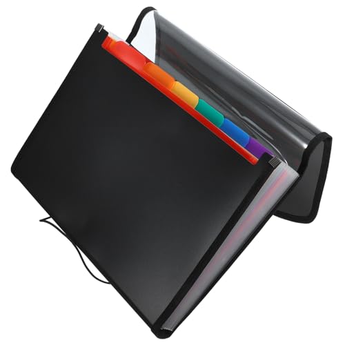 FUNNETOYU Erweiterbarer Dokumenten Organizer aus PVC mit Mehreren Fächern Tragbare Aktenmappe für Büro Schule und Reisen Vielseitig Einsetzbar Große Kapazität Schwarz von FUNNETOYU