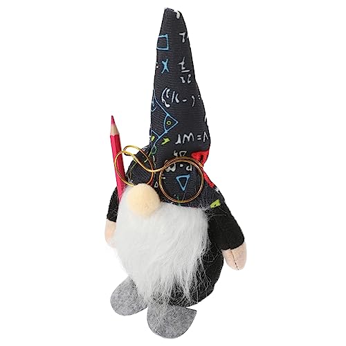 FUNNETOYU Gesichtslose Gnom Puppe Schwarzer Hut und Kleidung Lustige Dekofigur für Büro und Zuhause Tischornament zur Schuljahreszeit von FUNNETOYU