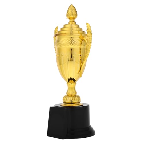 FUNNETOYU Goldener Kunststoff Pokal mit Deckel für Kindergeburtstag Belohnung Motivations Trophäe für Wettbewerbe Kindergarten Schule Auszeichnung von FUNNETOYU