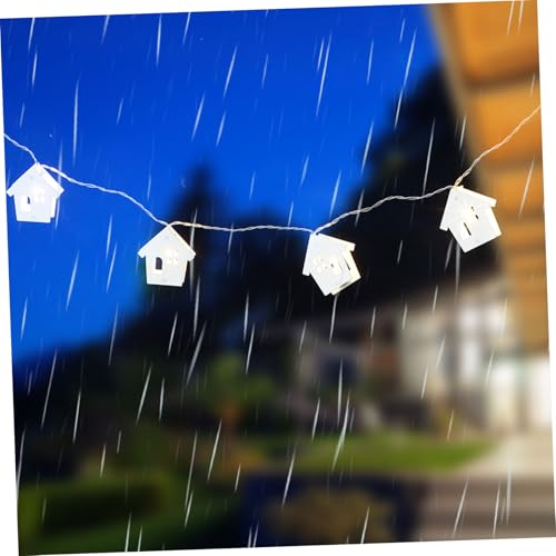 FUNNETOYU Holz LED Schneeflocken Lichterkette in Hausform Batteriebetrieben Warmweiß Wetterfest für Weihnachtsbaum Party Garten und Fensterdekoration Flexibel Verlängerbar Romantische von FUNNETOYU