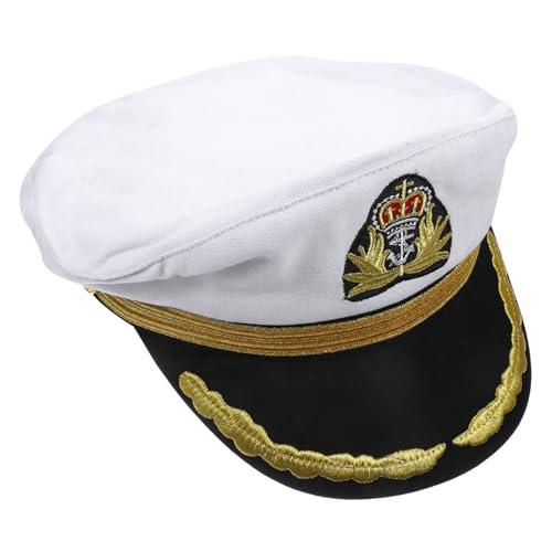 FUNNETOYU Kapitänsmütze aus Baumwolle Bestickte Matrosen Kappe Leicht und Atmungsaktiv Geeignet für Segel Kostümpartys Vielseitiges Cosplay Zubehör für Jungen und Mädchen von FUNNETOYU
