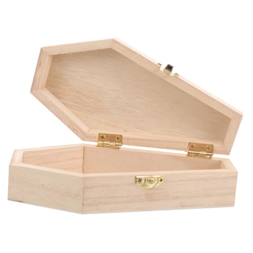 FUNNETOYU Kasten Sargförmige Schmuckschatulle Ornamente Sarg Schmuck Halloween Zinn Sarg Süßigkeiten-boxen Urnen Stand Mini-sarg Deckel Streich Ring Gefälscht Träger Haustier Hölzern von FUNNETOYU