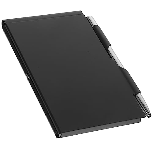 FUNNETOYU Kleines Metall Notizbuch mit Stift Mini Taschen Notepad mit Abreißbaren Doppelte Spiralbindung für Büro Schule To Do Listen und Terminplanung Memo Schwarz von FUNNETOYU