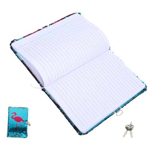FUNNETOYU Lockable Notizbuch mit Glitzer und Flamingo Design Schreibheft für Erwachsene Tagebuch für Scrapbooking und Notizen Sichere Aufbewahrung mit Schloss für Langanhaltende Nutzung von FUNNETOYU
