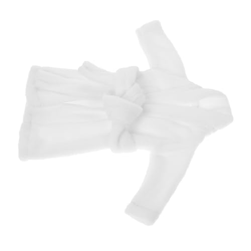 FUNNETOYU Miniatur Puppenbademantel Weiß Stilvoller Bademantel für Mini Dolls Weiches Puppenkleidungszubehör Passende Kleidung für Weihnachts Elfenpuppen Festliches Outfit für Puppen von FUNNETOYU
