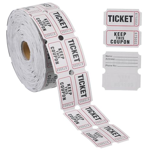FUNNETOYU Rote Event Ticketrolle Perforiert Robustes Papier Mehrzweck Loslose für Aktivitäten Feiern Spielplätze Einkaufszentren und Firmenveranstaltungen von FUNNETOYU