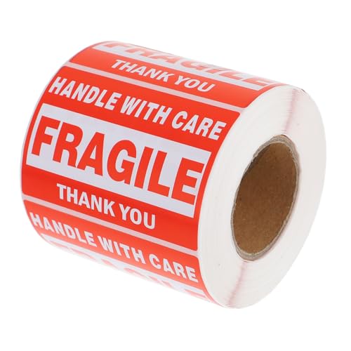 FUNNETOYU Rote Versandaufkleber Selbstklebend Warnetiketten Fragile Sticker für Zerbrechliche Pakete Starke Haftung Hinweisaufkleber Handle With Care für Sicheren Transport von FUNNETOYU