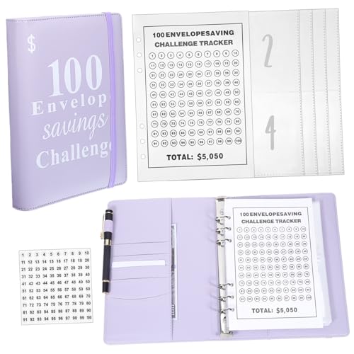 FUNNETOYU Sparen Challenge Buch mit Umschlägen Elastischem Verschluss und Klaren Fächern für Budgetplanung und Geldorganisation für Unterwegs von FUNNETOYU