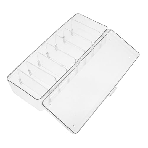 FUNNETOYU Transparente Kunststoff aufbewahrungsbox mit Verstellbaren Fächern und Abnehmbaren Trennwänden Organizer für Kabel Karten Elektronik und Kleine Teile Robuste Box für Schreibtisch von FUNNETOYU