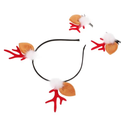 FUNNETOYU Weihnachtliches Haaraccessoire Teiliges Rentier Stirnband mit Hörnern und Haarclips Festliche Haarschmuck für Weihnachten für Kostümpartys und Feiern von FUNNETOYU