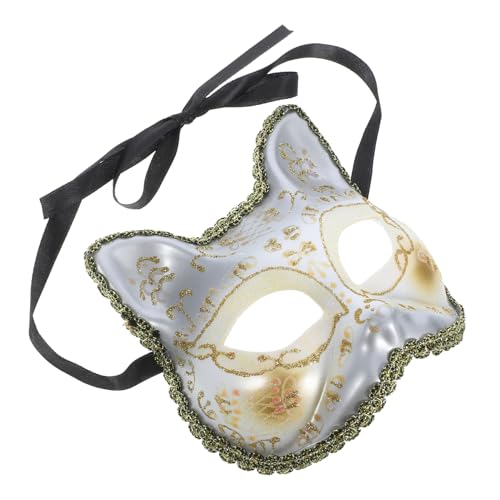 FUNNETOYU Weiße Kindercosplay Katzenmaske aus Kunststoff Realistisch und Atmungsaktiv Wiederverwendbar für Halloween Party Bühne Karneval und Fest Komfortabel und Langlebig Passend von FUNNETOYU