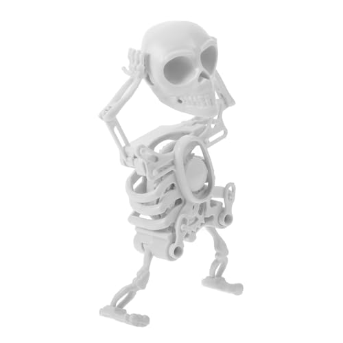 FUNNETOYU Wind Up Skeleton Weiß Tanzender Skelettkopf Wind-up Mechanismus Halloween Tischdekoration Party Mitgebsel Gruselige Deko Spaß von FUNNETOYU