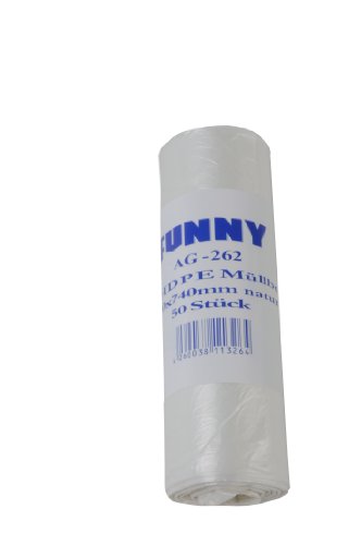 Funny HDPE Müllbeutel, 630 x 740 mm, transparent, circa 60 L, 40er Pack (40 x 50 Stück) von Funny