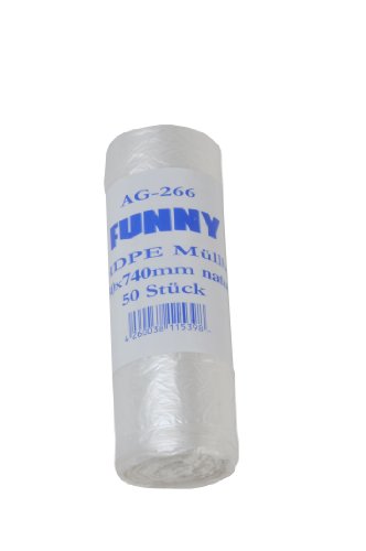 Funny HDPE Müllbeutel, 630 x 740 mm - extra, transparent, circa 60 L, für leichte Abfälle, 40er Pack (40 x 50 Stück) von Funny