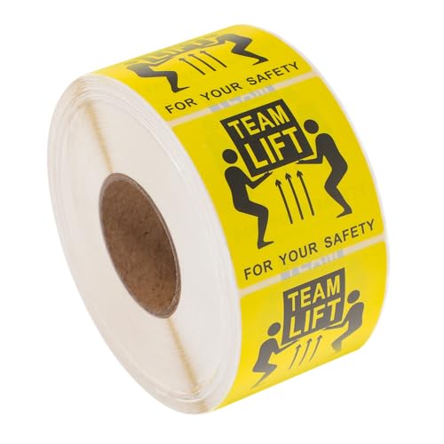 FUNOMOCYA 1 Rolle Rollenetiketten für Schwere Objekte Hochklebrige Team Lift Warnaufkleber für Sicheren Versand und Transport von Schweren Paketen Geeignet für Logistik und Lagerhaltung von FUNOMOCYA