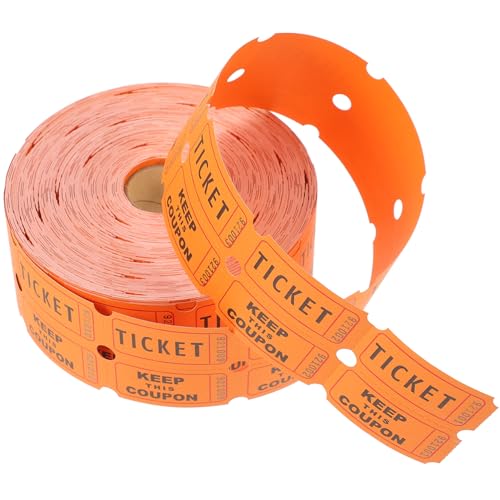 FUNOMOCYA 1 Rolle Rot Orangefarbenen Losen für Veranstaltungen Universaltickets für Feiern und Spiele Perforierte Papiertickets für Einfache Handhabung von FUNOMOCYA