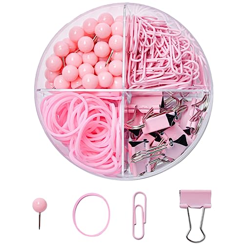 FUNOMOCYA 1 Satz Büroklammer Reißzwecke Befestigungselemente Mini-Bulldoggen-Clips Papierclips Inhaber büroorganisation schreibtischzubehör Quittungsklammern Pinnwand Reißnägel Plastik Rosa von FUNOMOCYA
