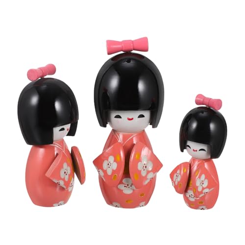 FUNOMOCYA 1 Satz Japanische Kimono Puppe Dekorative Holzfigur für Zuhause Traditionelles Mädchen Tischornament oder von FUNOMOCYA
