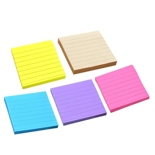 FUNOMOCYA 1 Satz Selbstklebende Notizzettel mit Farben Fluoreszierendes Rot Fluoreszierendes Gelb Kraftpapier Dunkelblau Dunkellila für Büro Schule und Studium von FUNOMOCYA