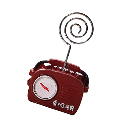 FUNOMOCYA 1 Stück Funkscheinhalter Kartenhalter für Schreibtisch altes telefon Vintage-Radio bürodeko büro dekoration Tischdekoration hochzeitdeko Memohalter Nachrichtenordner Harz rot von FUNOMOCYA