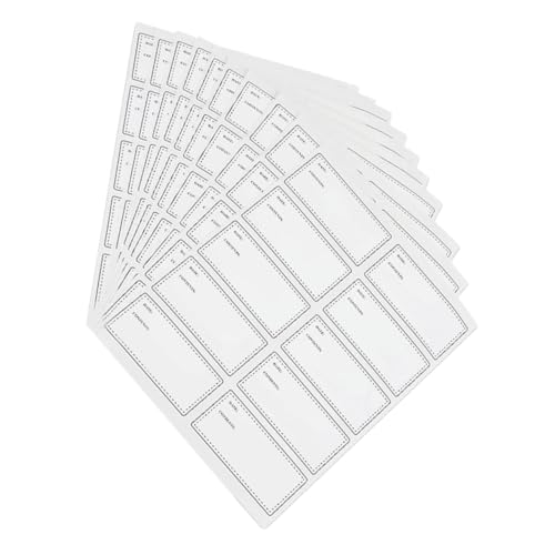 FUNOMOCYA 10 Blatt Wasserfeste Ölresistente Mehrzweck etiketten Rechteckige Ablösbare Aufkleber für Glasflaschen Lebensmittelkennzeichnung Beschriftbare Lageretiketten für Küche und Büro von FUNOMOCYA
