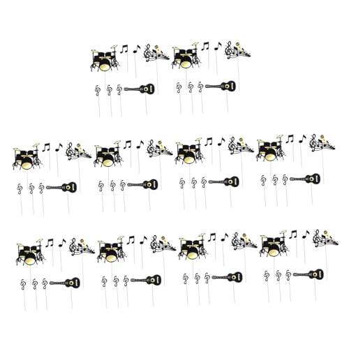 FUNOMOCYA 10 Sätze Kuchendekoration Dekorationen Für Musikinstrumente Gitarre Kuchen Dekorationen Cupcake-topper Zum Thema Musik Rock-cupcake-topper Musik-kuchenaufsatz Schwarz Papier von FUNOMOCYA