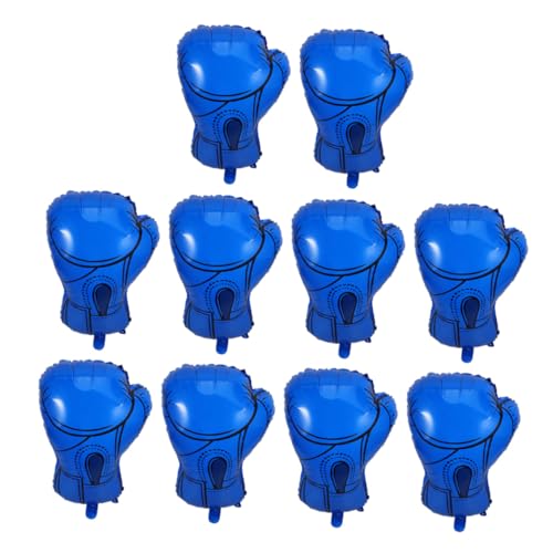 FUNOMOCYA 10 Stück Boxhandschuh Aluminiumfolie Luftballons Blau für Wrestling Geburtstagsdekoration Sport Fitnessparty mit Automatischer Selbstsiegelung von FUNOMOCYA