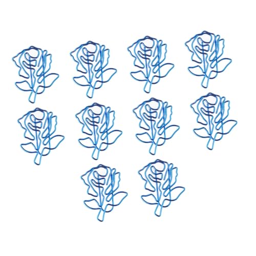 FUNOMOCYA 10 Stück Büroklammern Form Blauen Teiliges Metallclips für Dokumente und Notizen Kreative und Dekorative Büroklammern für Schule und Büro Design von FUNOMOCYA