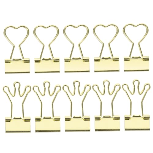 FUNOMOCYA 10 Stück Bunte Metall Büroklammern Herz design Kleine Dokumentenhalter Clips für Bürobedarf und Schreibwaren Starke Klammern zum Ordnen von Papieren und Notizen Rostfrei und von FUNOMOCYA