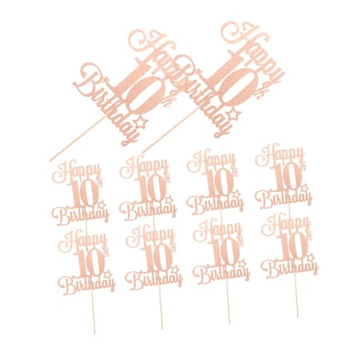FUNOMOCYA 10 Stück Glitzernde Cupcake Topper Geburtstagsdeko für Mädchen Jubiläum Party Festliche Kuchenstecker Rosa für Jahre Veranstaltung von FUNOMOCYA