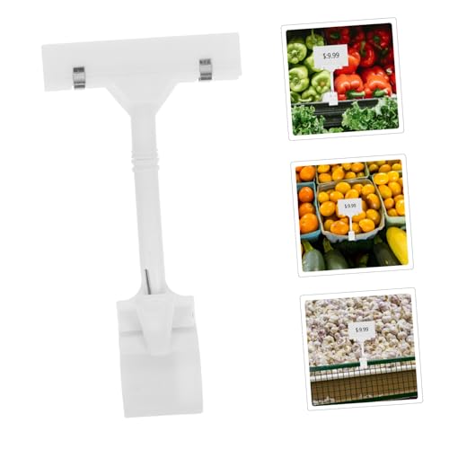 FUNOMOCYA 10 Stück Kunststoff Preisschildhalter Clips Robuste Signalanzeiger für Regale Drehbare Werbeclips für Supermärkte und Einzelhandel Weiße T Form Anzeigehalterungen von FUNOMOCYA