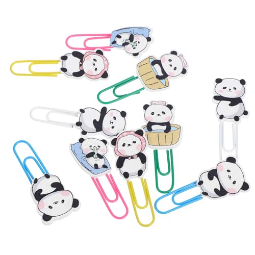 FUNOMOCYA 10 Stück Panda Büroklammern Niedliche Vielseitige Papierclips als Lesezeichen und Dokumentenhalter Büromaterial für Schule und Büro von FUNOMOCYA