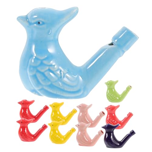 FUNOMOCYA 10 Stück Teiliges Bunte Keramische Wasser Vogelpfeifen Sichere Leichte Trillerpfeifen für Langlebiges Musikinstrument für Partys Schule und Reisen von FUNOMOCYA