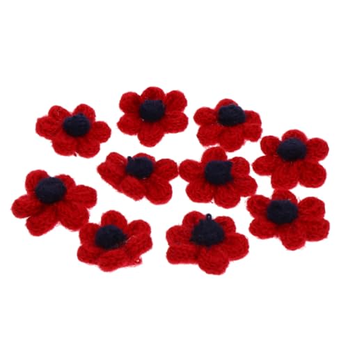 FUNOMOCYA 10 Stück Teiliges Häkelblumen aus Wollmaterial DIY Nähapplikationen für Haarspangen und Broschen Farbintensive Handgefertigte Blüten für Kinderbasteln und Modeaccessoires von FUNOMOCYA