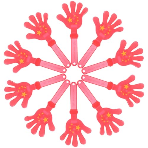 FUNOMOCYA 10 Stück Teiliges Rote Handklatscher aus Kunststoff Geräuschstarke Party Noisemaker für Fanartikel und Partyzubehör Leicht Sicher und Griffsicher als Gastgeschenk zum Anfeuern bei von FUNOMOCYA