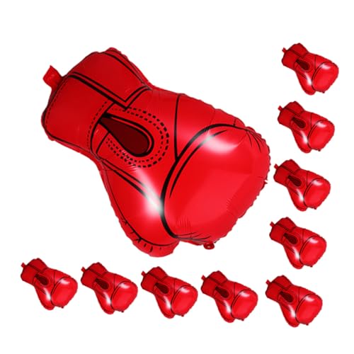 FUNOMOCYA 10 Stück Teiliges Sportliche Luftballons Selbstabdichtende Aluminiumfolie Boxhandschuh-ballons Lebendige Rote Boxhandschuh-dekoration für Geburtstagsfeiern Wrestling-partys von FUNOMOCYA