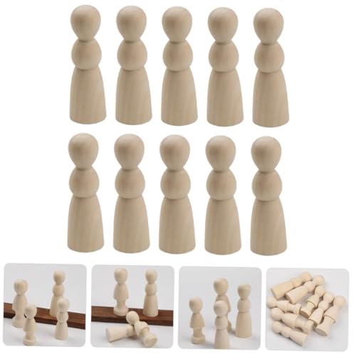 FUNOMOCYA 10 Stück Teiliges Unbemalte Holz steckpuppen Blanke DIY Holzfiguren mit Glatter Oberfläche Kindgerechte Holzpuppen zum Bemalen und Dekorieren Kreative Bastelidee und von FUNOMOCYA
