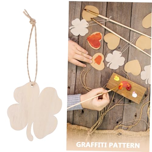 FUNOMOCYA 10 Stück Teiliges Vierblättrige Holzdekorationen aus Naturbelassenem Holz mit Juteseil St Patrick S Day Bastelsets für DIY Glücksbringer Vielseitige Anhänger für Party und von FUNOMOCYA