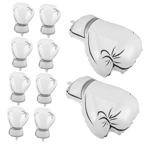 FUNOMOCYA 10 Stück Weiße Boxing-glove-folienballons Stabile Sportparty-deko für Jungen Geburtstag Wrestling-thema Einfache Handhabung und Auffälliges Design von FUNOMOCYA