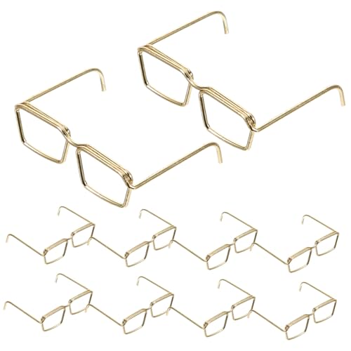 FUNOMOCYA 10 Teiliges Goldfarbener Metallbrillenrahmen für Puppen Runde Rahmenlose Mini Brillen als Stilvolles Puppen ankleidezubehör Leichtes Wiederverwendbares Puppenzubehör für von FUNOMOCYA