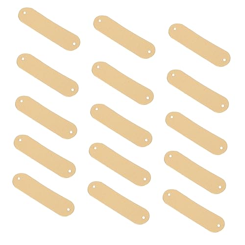 FUNOMOCYA 100 Stück Gelbe DIY Lederetiketten mit Löchern Handgemachte Blanko PU Labels zum Annähen für Jeans Kleidung Hüte Kreative Bastelarbeiten von FUNOMOCYA